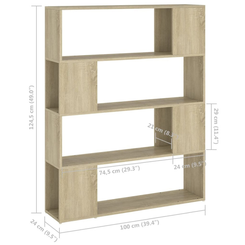 Cashden 124.5cm H x 100cm W Library Bookcase, Oak