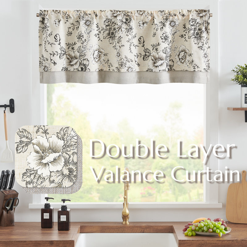 Cantonnière Daun, Noir / Beige, L 50 po x L 18 po