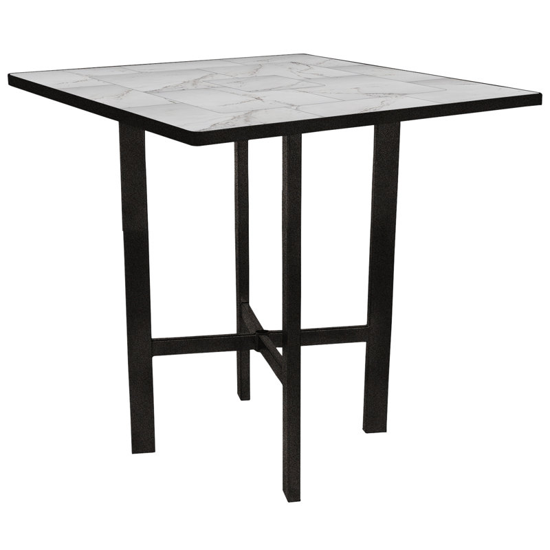 Outdoor Square Bar Table, Pallazo White, Carbon Black