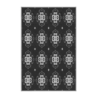 Tapis noir/blanc tissé à la machine