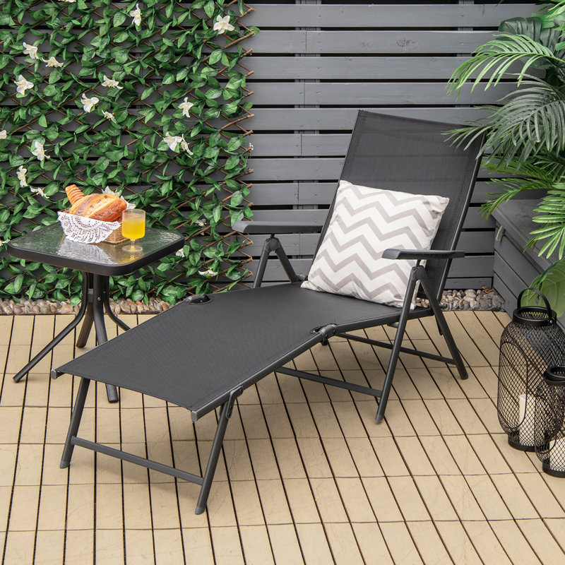 Méridienne de jardin Arlmont & Co., Noir, 2 pièces
