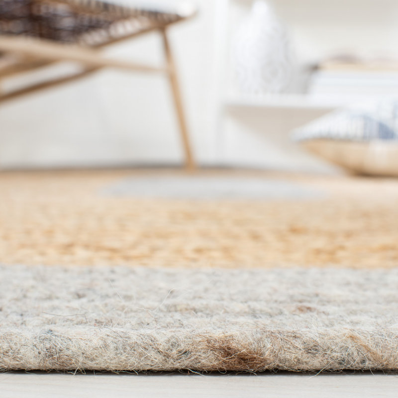 Manning Hand Woven Jute/Wool/Cotton Rug in Natural, Round 5'