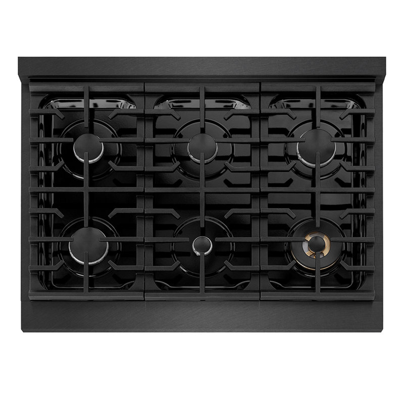 ZLINE 36 in. Paramount Gas Rangetop with 4 Burners and Porcelain Cooktop in Black Satin Steel, Black Satin