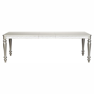 Glamourous Rectangular Dining Table 1Pc Draw Leaf Mirror Trim Apron Dining Room Furniture