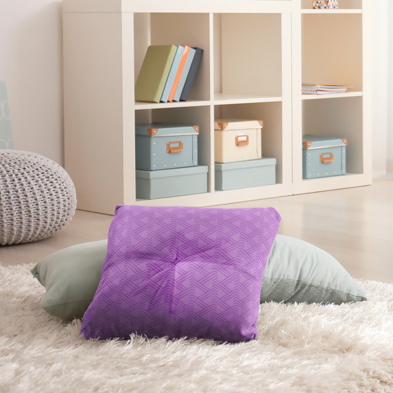 Coussin de sol zig zag classique, 26 po x 26 po, Violet clair