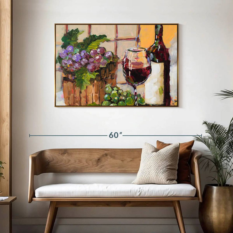 Classic Wine Still Life, Floating Frame Gold, 43" X 29"