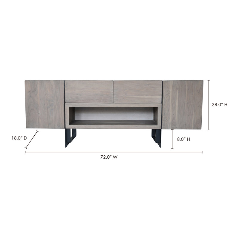 Tiburon Media Console, Light Gray Wood