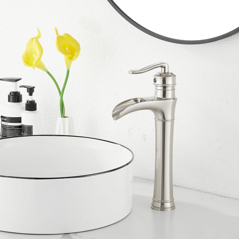 Single-handle Bathroom Faucet with Drain Assembly, Brushed Nickel