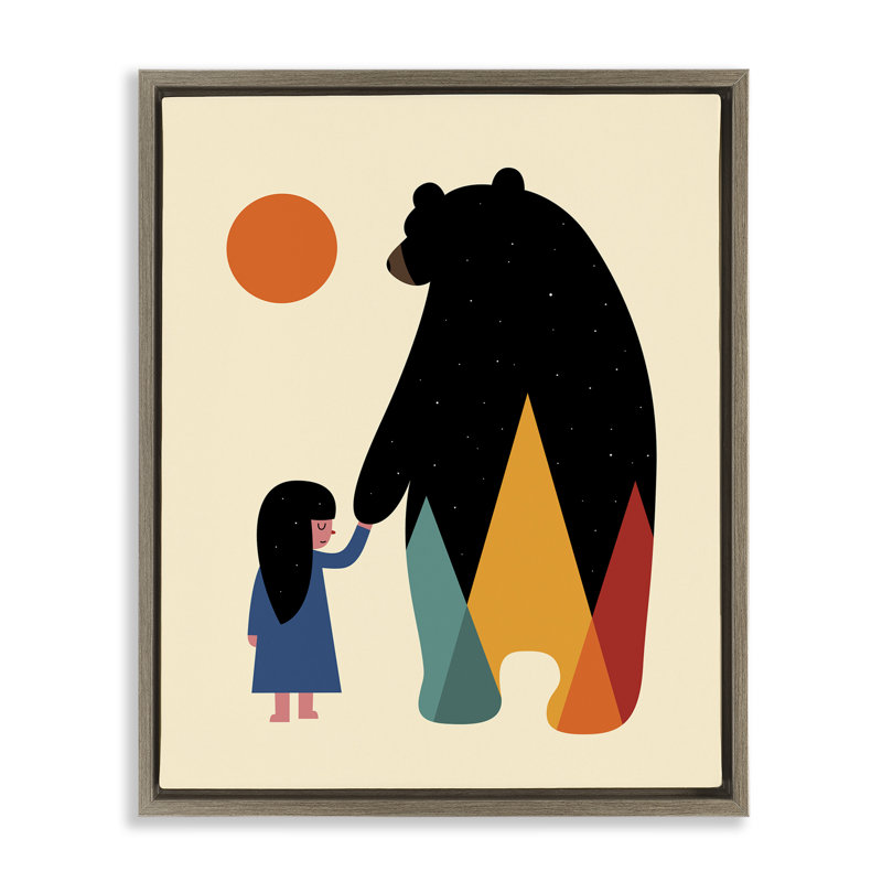 «Bear & Girl Silhouette», art mural sur toile flottante, design par Andy Westface, H 21 po x l 17 po
