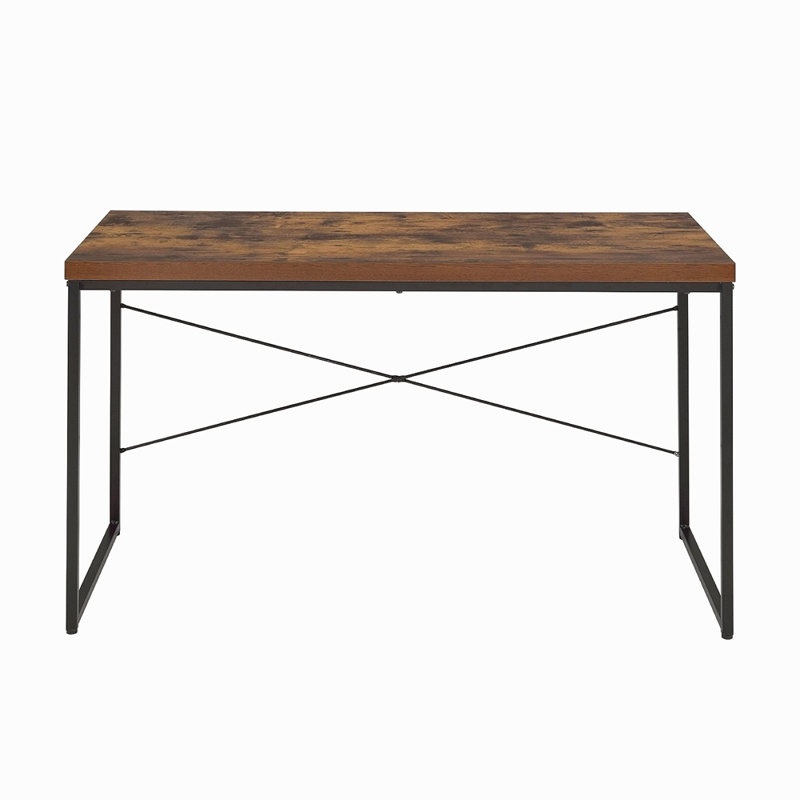 Bureau d'écriture rectangulaire avec pieds en métal, Brun