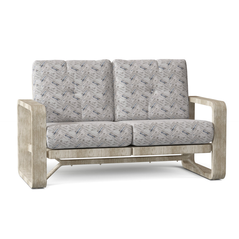 Vale 60.5'' Wide Aluminum Loveseat with Cushions, Impact Vapor Gray Sunbrella®, Weathered White
