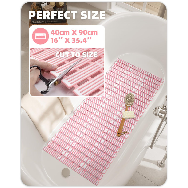 Winon Non-Slip Bath Rug, Pink, 16''W x 36''L