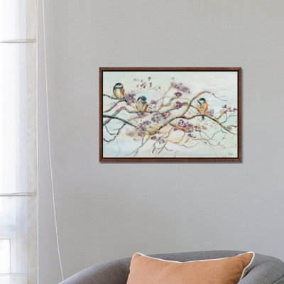 Birds On Cherry Blossom Branch by Patricia Pinto - Print on Canvas