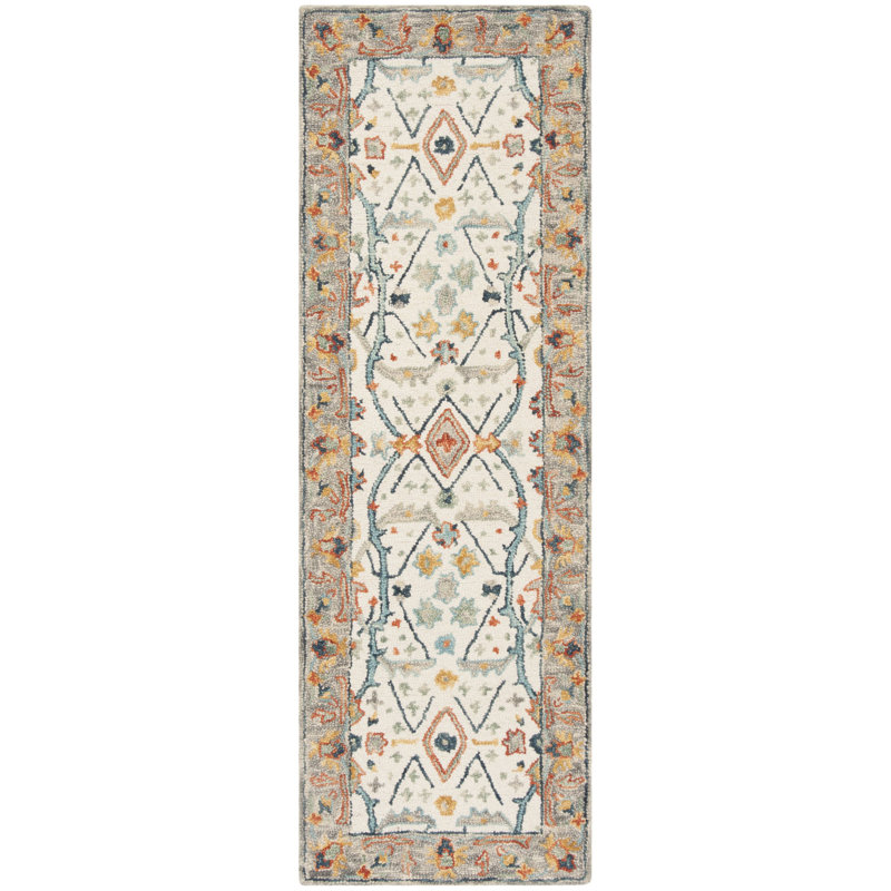 Vahakn Hand Tufted Wool/Cotton Rug in Blue/Ivory, Runner 2'3" X 11'