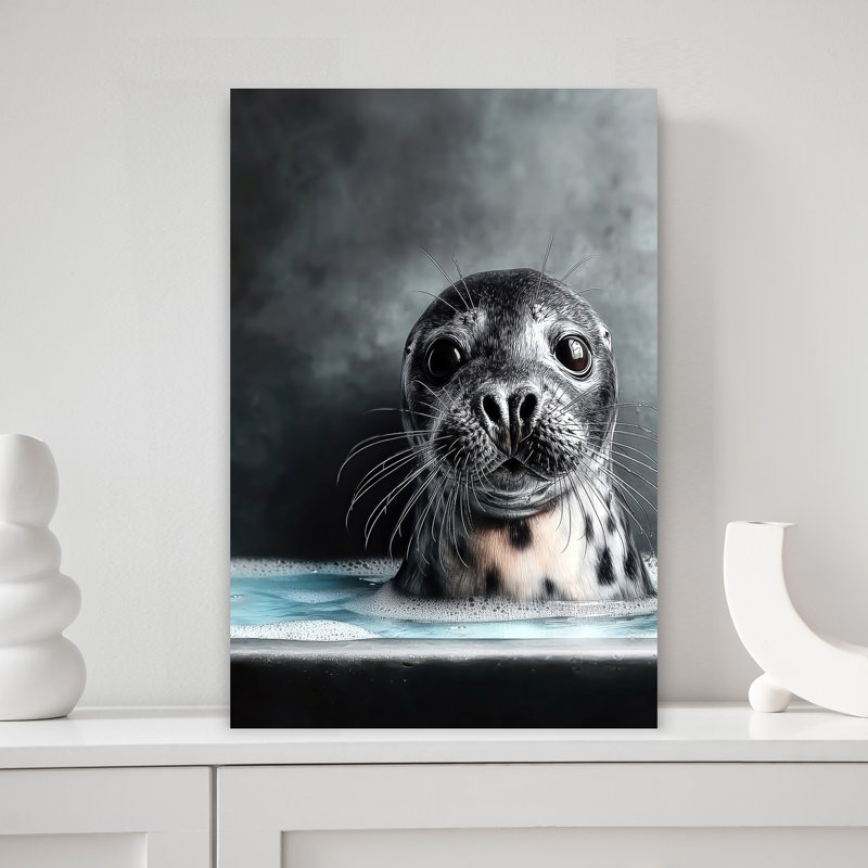 Seal In Bathtube 1 by Justyna Jaszke - Wrapped Canvas Print, 45.72 cm H x 30.48 cm W