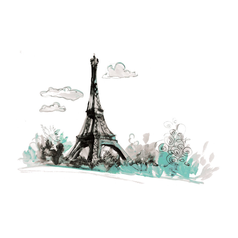 Paris - Painting Print, 61cm H x 91cm W, Black Floater Framed