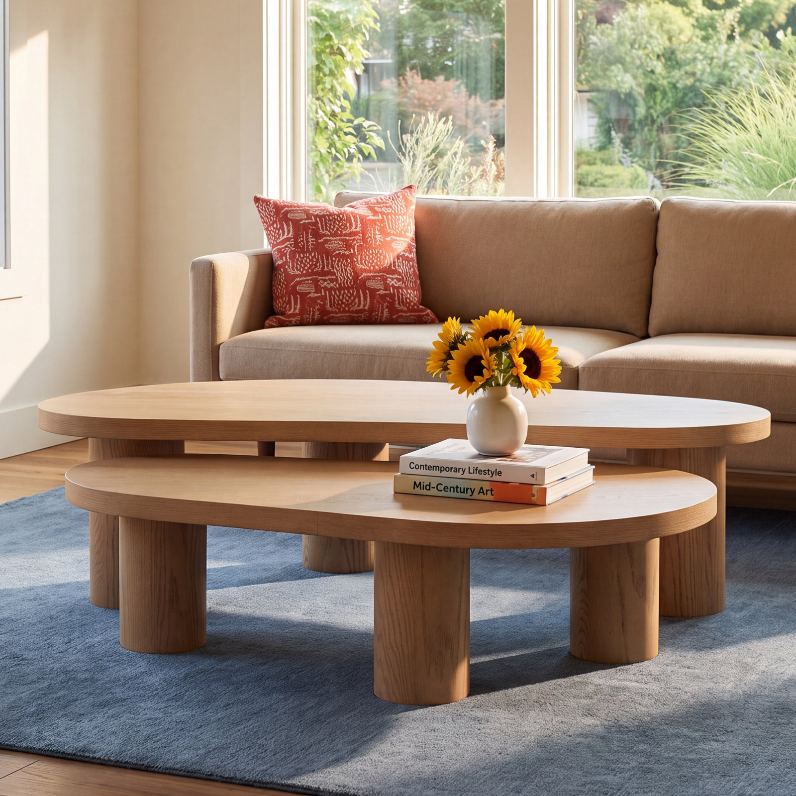 60" Oak Nesting Coffee Table