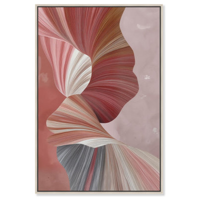 Blush Ribbons I Canvas Print Boho Gold Wall Decor by Art Remedy, Silver Frame, 20 x 30