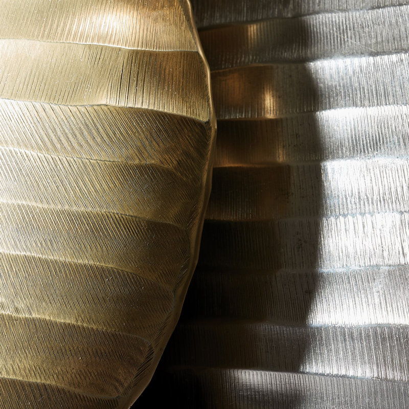 Chased Oval Vase-Antique Brass, 11" H x 11.75" W x 3.25" D