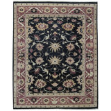 Hand-Knotted High-Quality Black and Red Area Rug