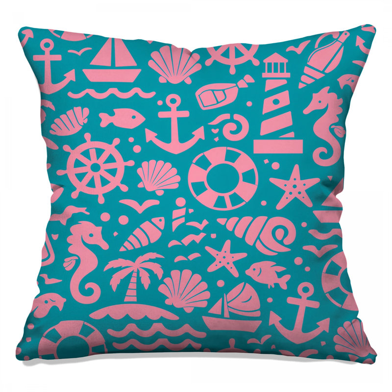Coussin Seashell Seahorse, 18 x 18 inches
