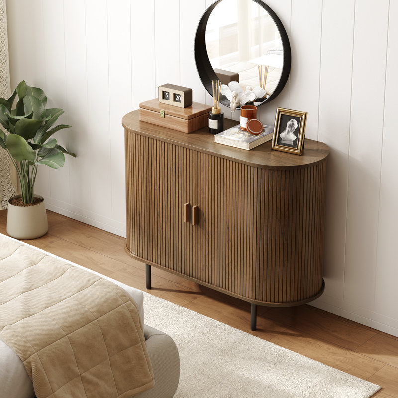 Jamyia Wood Sideboard with 2 Doors and Adjustable Shelves , Walnut, 29.5" H x 39.3" W x 15.7" D
