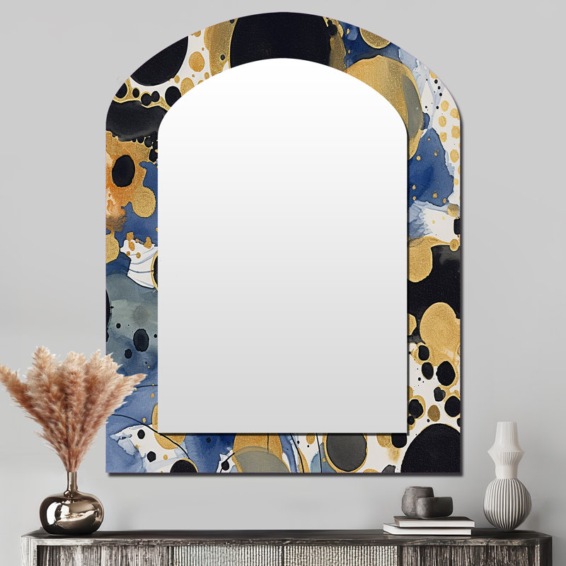 Laurier - Miroir abstrait en métal, 43 po x 33 po