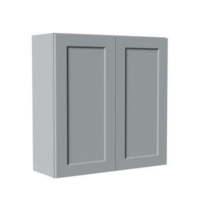 36 Inch Laundry Room Cabinets Wall Mounted, Solid Wood Over The Toilet Storage Cabinet, Bathroom Organizer Cabinets with 2 Shaker Door & Shelves, Easy to Assemble for Kitchen, Garage - Dark grey