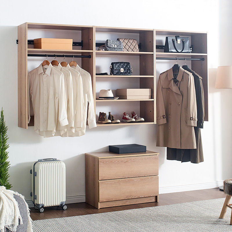 Système de garde-robe autoportant en bois, Chêne