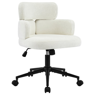 Upholstered Swivel & Adjustable Height Office Chair, Clover-shaped Desk Chair with Armrest by Latitude Run