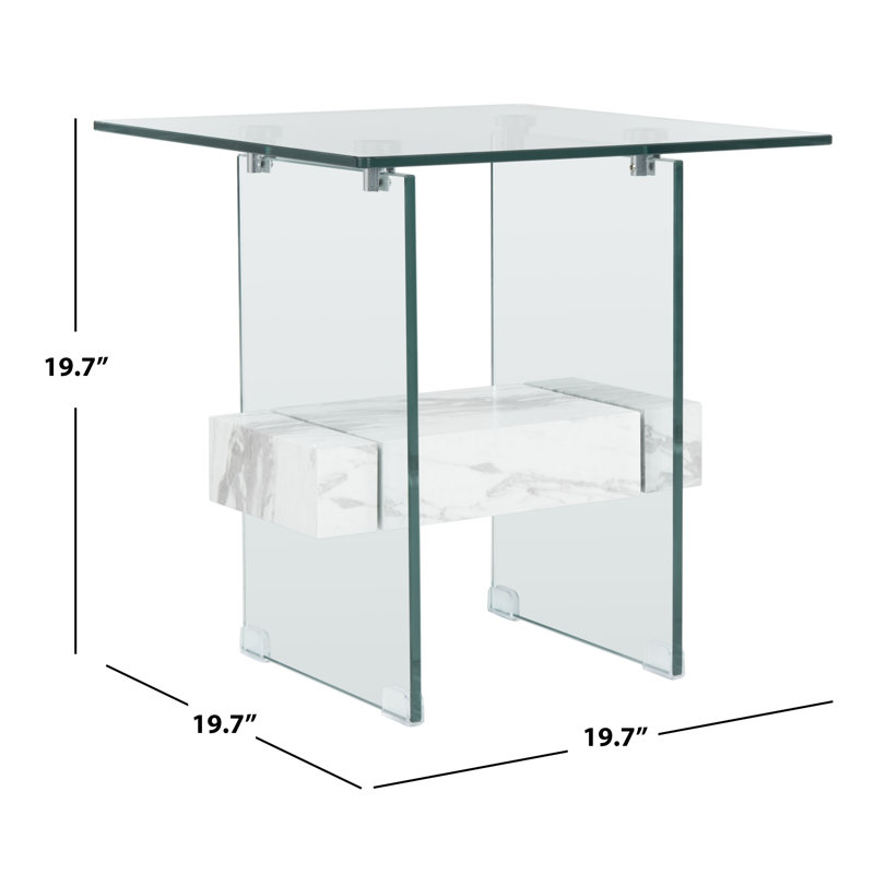 Table de bout avec rangement Kayley, Marbre blanc