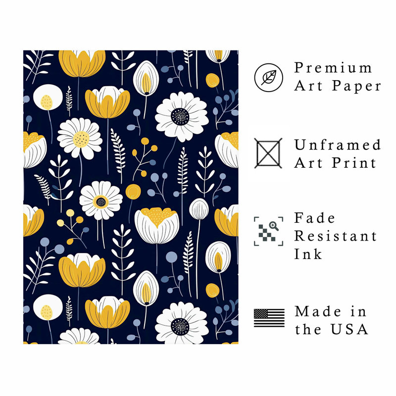 «Botanical Scandinavian Flower» VI, impression d'art scandinave sans cadre, H 10 po x l 8 po