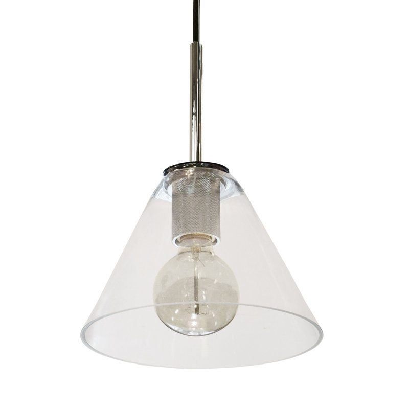 Luminaire suspendu conique 1 lumière Roswell, Chrome poli