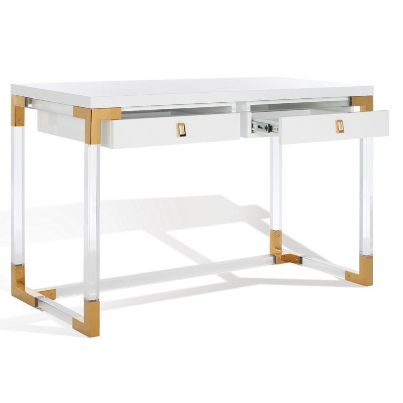 Rosene Writing Desk, White/Clear