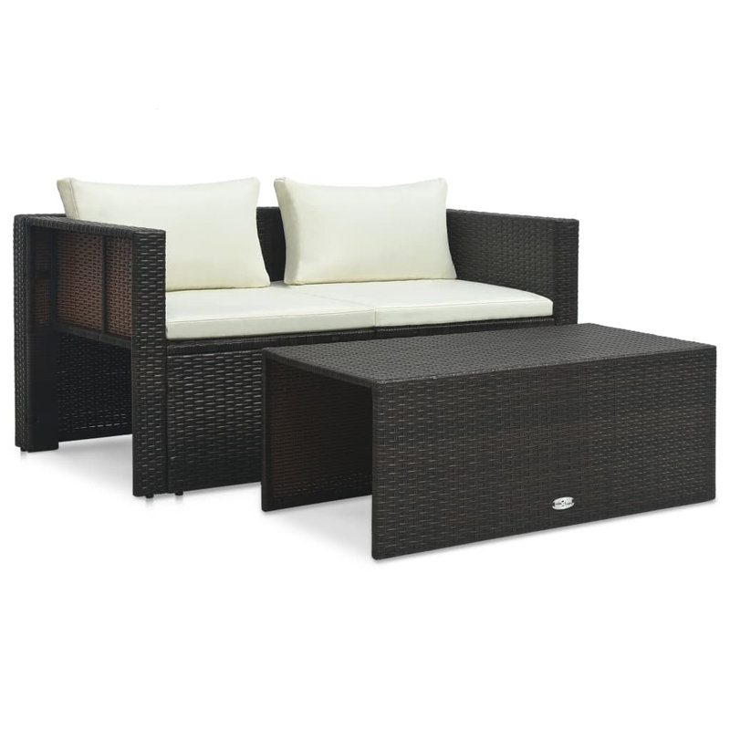 6 Piece Lounge Chair with Cushions, White, Brown