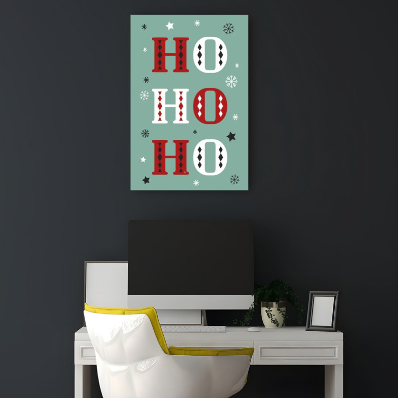 Santa'S Ho Ho Ho Minimalist Modern Abstract Winter Landscape Wall Art Print 1 Piece Wrapped Canvas Wall Art
