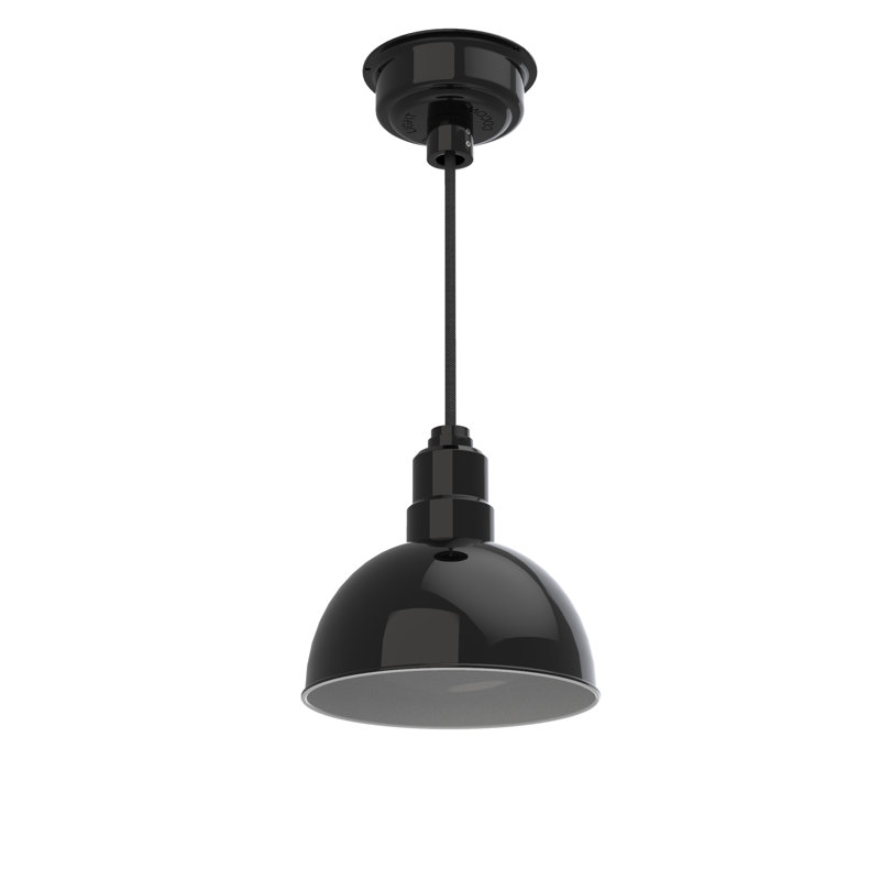 Luminaire suspendu en forme de dôme à 1 lumière DEL Ludwicka, H 72 po x l 10 po x P 10 po, Noir