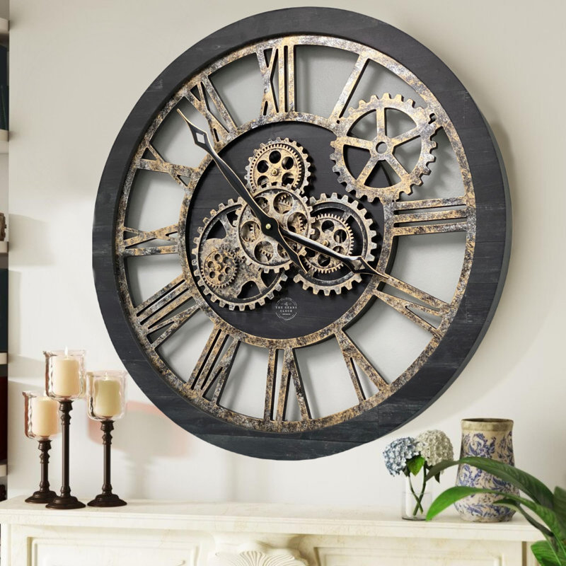 Solid Wood Wall Clock, Vintage Black