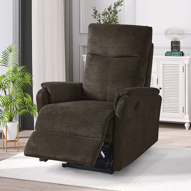 Rosanell Upholstered Power Recliner, Brown Polyester Blend