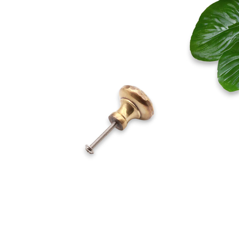 Hammered Mushroom Cupboard Knob, Aged Brass, 3.8 cm