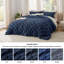 Ensemble d'édredon grand lit bleu marine, ensemble de lit capitonné Boho, literie à carreaux de style Shabby Chic, 3 pièces, 1 édredon géométrique à carreaux et 2 taies décoratives-1960535223-1960535221