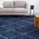 Tapis géométrique à poils longs bleu marine