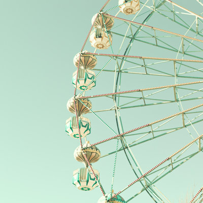 Vintage ferris wheel 1 Piece Wrapped Canvas Wall Art