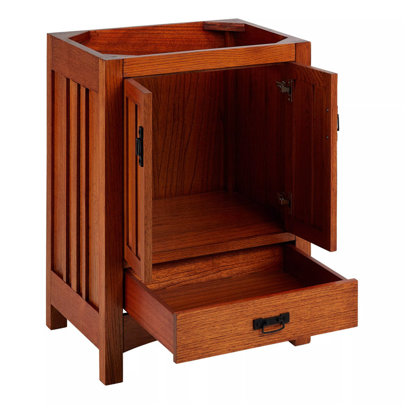 24" Maybeck Vanity - Tinted Oak With Undermount Sink, Feathered White Quartz, 8" Widespread