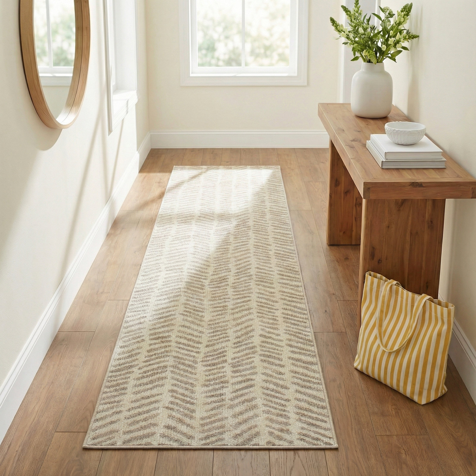 Rowley Grey Machine Washable Rug, Runner 2'6" x 8'