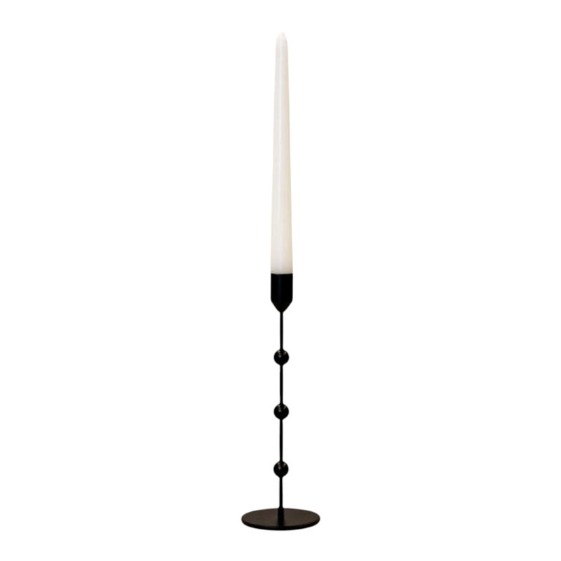 H Tabletop Candlestick Holder with Candle Included, 14 cm H x 8 cm W x 8 cm D