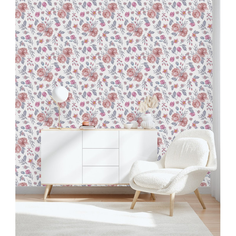Panneau de papier peint L 18,75 pi x l 25 po Pink Roses