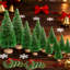 Mini arbre de Noël artificiel 36 pièces avec base en bois 36 pièces Mini arbre de Noël artificiel avec 4 tailles