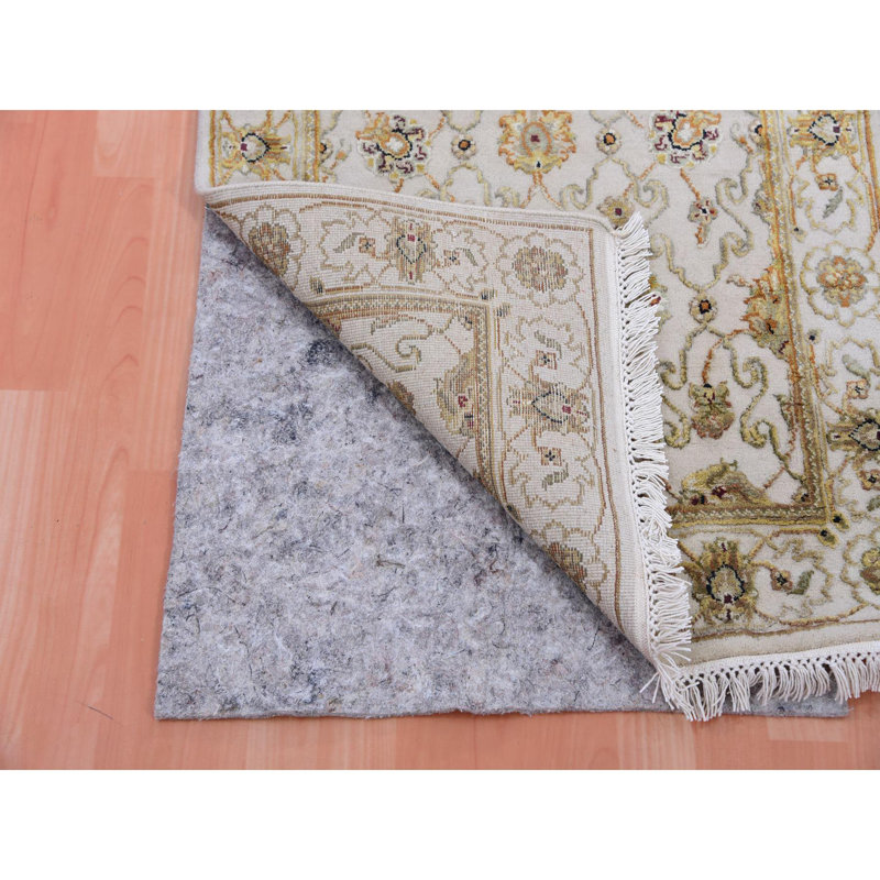 Tapis de couloir blanc en laine et en soie noué à la main 2 pi 7 po x 20 pi 7 po Rajasthan XL 05CEB4ED41834F47AB2A816032A20F5D