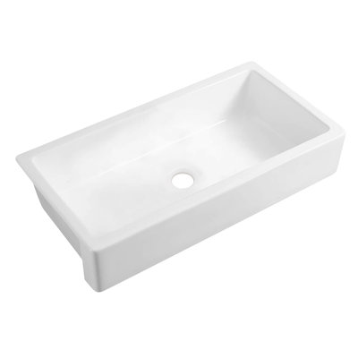 Évier de cuisine à tablier frontal blanc L 37 po x l 19 po